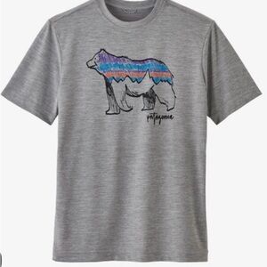 Patagonia Boy’s Capilene Cool Daily Fitz Bear Graphic Grey T-Shirt M 10 Kid’s